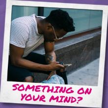 photo of person saying "something on your mind"