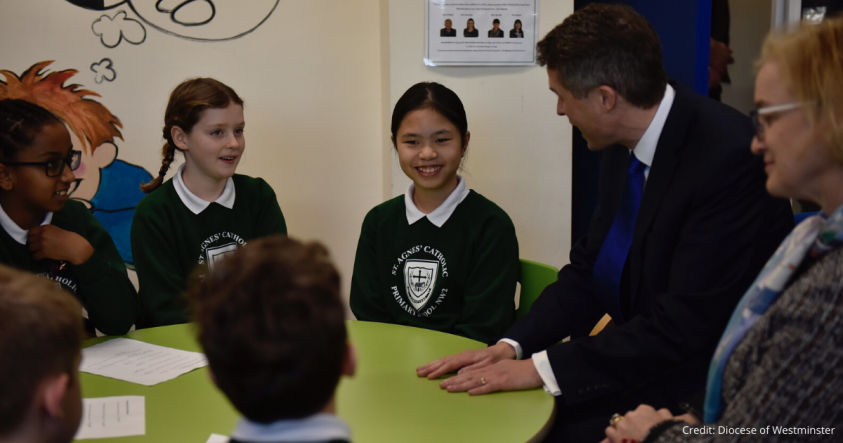 Photo of Education Secretary Gavin Williamson MP visiting St Agnes' Catholic Primary School
