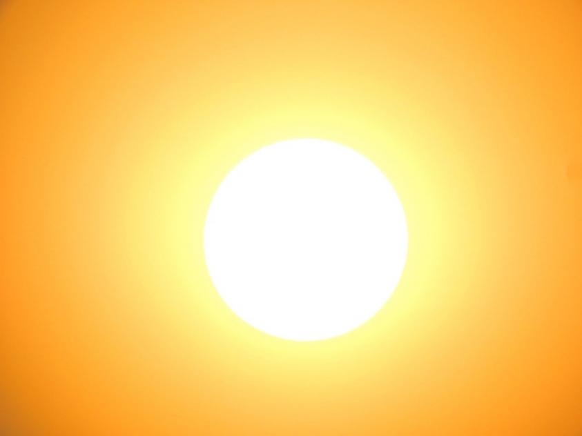 A hot sun in the sky