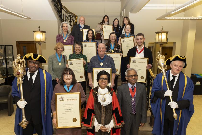 The Mayor of Barnet with some of the award winners
