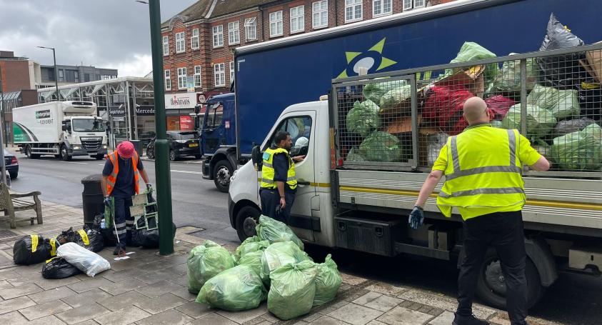 Council crews clearing a fly-tip